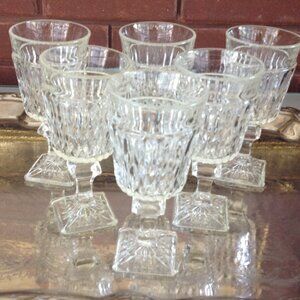 Set of 6 Vintage Mount Vernon Indiana Clear Glass Goblets